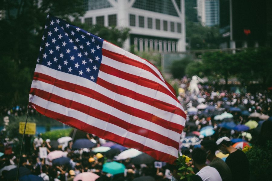 Tens+of+thousands+of+protesters+waving+US+flags+marched+on+Hong+Kongs+US+Consulate+to+call+for+help+from+Trump.+Featured+Photo+by+Joseph+Chan.