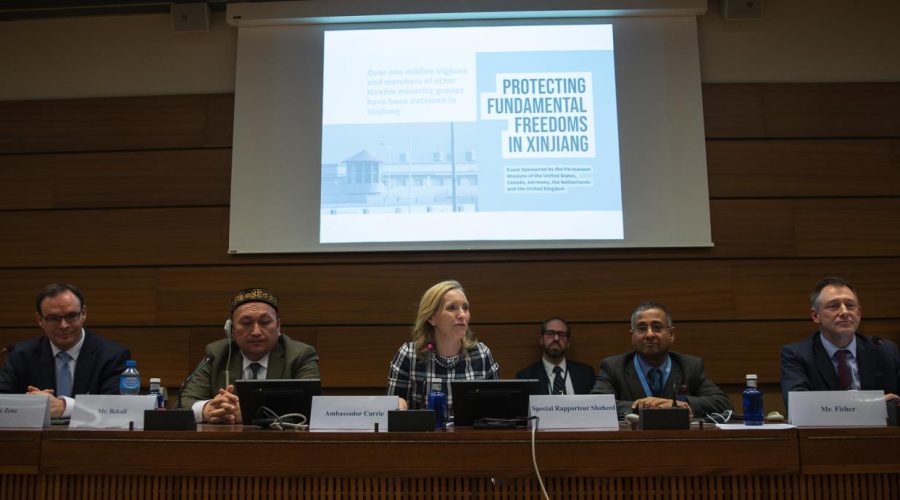 In 2019, the U.S. co-hosted an event with Canada, Germany, the Netherlands, and the U.K. at the U.N. /  to raise awareness about human rights abuses in Xinjiang.  Photo Courtesy: U.S. Mission Photo/Eric Bridiers