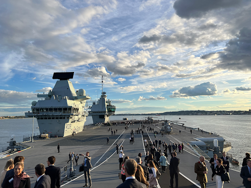 Photograph from the deck of the Queen Elizabeth airport aircraft carrier in New York City harbor, taken during the Atlantic Future Forum (Sept. 28-29) 
